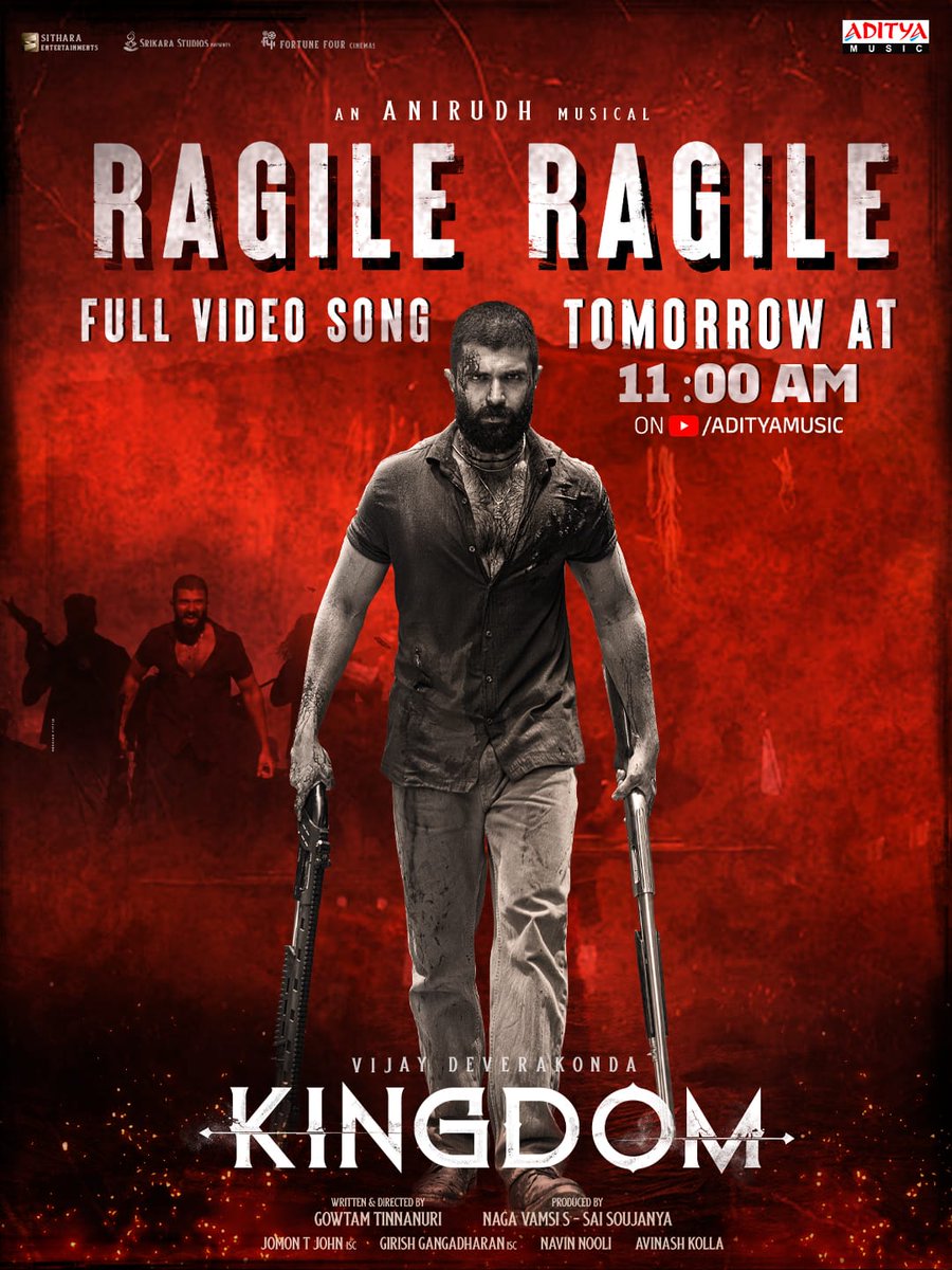 VDKFANGIRL's tweet image. Brace yourself for the storm 🌪️ #RagileRagile full video song releasing tomorrow at 11AM on #AdityaMusic. 🎧

An #AnirudhRavichander High! 🔥

#Kingdom