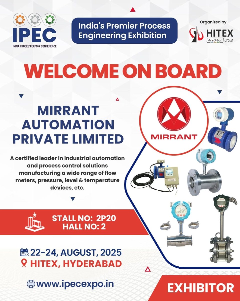 IPEC_EXPO's tweet image. We are delighted to welcome @MirrantL AUTOMATION PRIVATE LIMITED onboard as an esteemed Exhibitor at IPEC 2025.

#IPEC2025 #Ipec #processengineering #businessexpo #networkingevent #tradefair #futureofindustry #b2bexpo #industryexperts #expo #businessconnections #expo2025