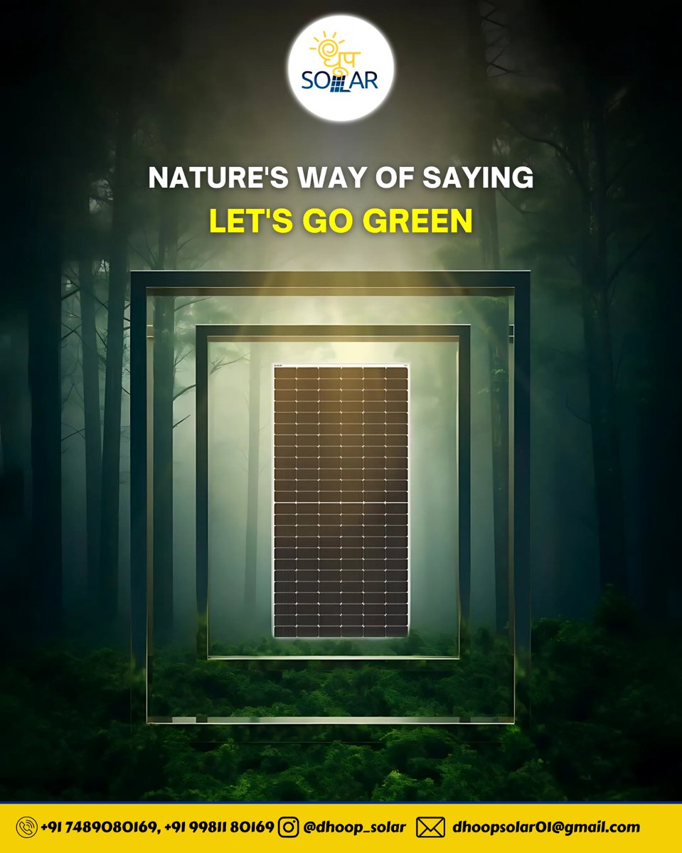 ☀️ Go Green with Dhoop Solar 🌱
Switch to solar – Nature’s way of saying, let’s go green!
Save energy, cut costs, and power your future sustainably. 💡⚡
#DhoopSolar #SolarEnergy #GoGreen #RenewableEnergy #CleanEnergy #SustainableLiving #SolarSolutions #SolarPower #EcoFriendly