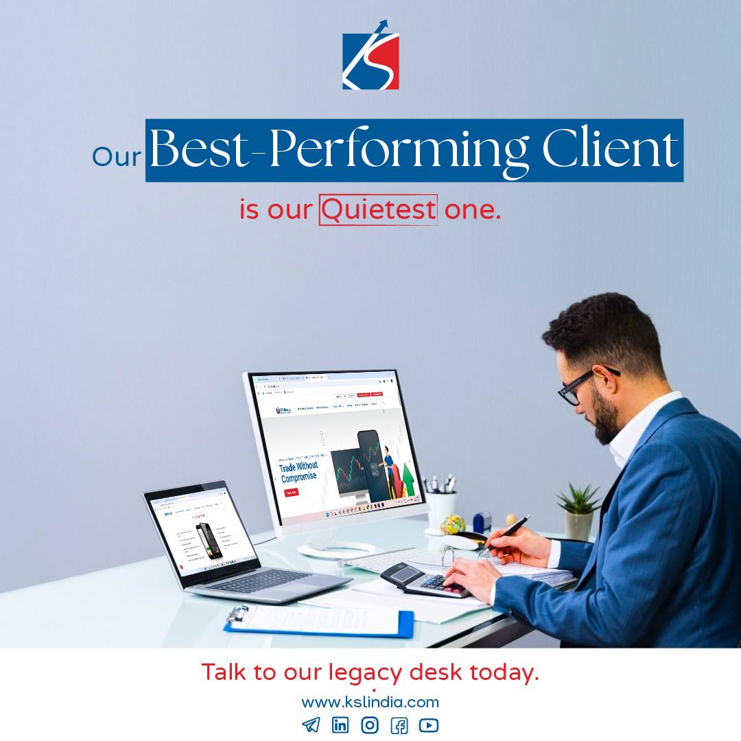 Our best-performing client isn’t the loudest in the room.
They’re the one quietly compounding wealth with discipline and focus.

Talk to KSL’s Legacy Desk today at 98209 08296

#WealthManagement #LegacyCapital #KSLDesk