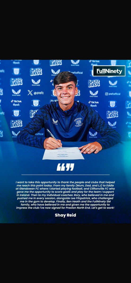 Lj reid (@ljreid2019) on Twitter photo Without this team the move wouldn’t have been possible!! There is so many to thank tho special mention to shays agent <a href="/BenHeath2021/">Benjamin Heath PlayerAgent</a> thanks for taken control of everything & taken the stress & hassle from our family to help shay get this dream move!! 👏👏👏
<a href="/FullNinetySM/">FullNinety Sports Management</a> <a href="/pnefc/">Preston North End FC</a> Without this team the move wouldn’t have been possible!! There is so many to thank tho special mention to shays agent <a href="/BenHeath2021/">Benjamin Heath PlayerAgent</a> thanks for taken control of everything & taken the stress & hassle from our family to help shay get this dream move!! 👏👏👏
<a href="/FullNinetySM/">FullNinety Sports Management</a> <a href="/pnefc/">Preston North End FC</a>