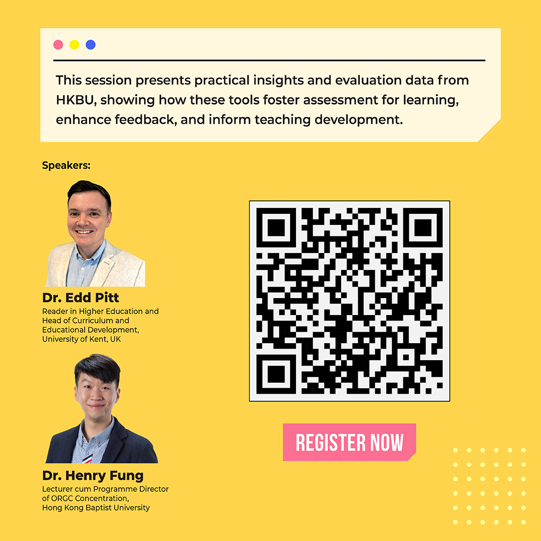 chtlhkbu's tweet image. 📢 Join us for the Staff Enrichment Week - Advancing Reflective Practice and Authentic Assessment with Learning Process Rubrics on Aug 26, 2025 (Tue) from 3:00 pm to 4:30 pm (HKT) online via Zoom!

Reg now via the link in bio!

#hkbu #LearningProcessRubrics #AuthenticAssessment