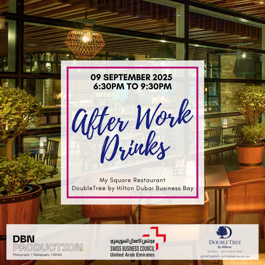 swissbcuae's tweet image. We look forward to welcoming you at the #afterworkdrinks September 2025. REGISTER NOW: swissbcuae.com/events/sbc-aft…
#networking #networkingevent #dubaievents #dubai #businesscouncil #swissbcuae #swisscommunity #swissabroad #swissindubai #swissinuae #swissbusinesscounciluae