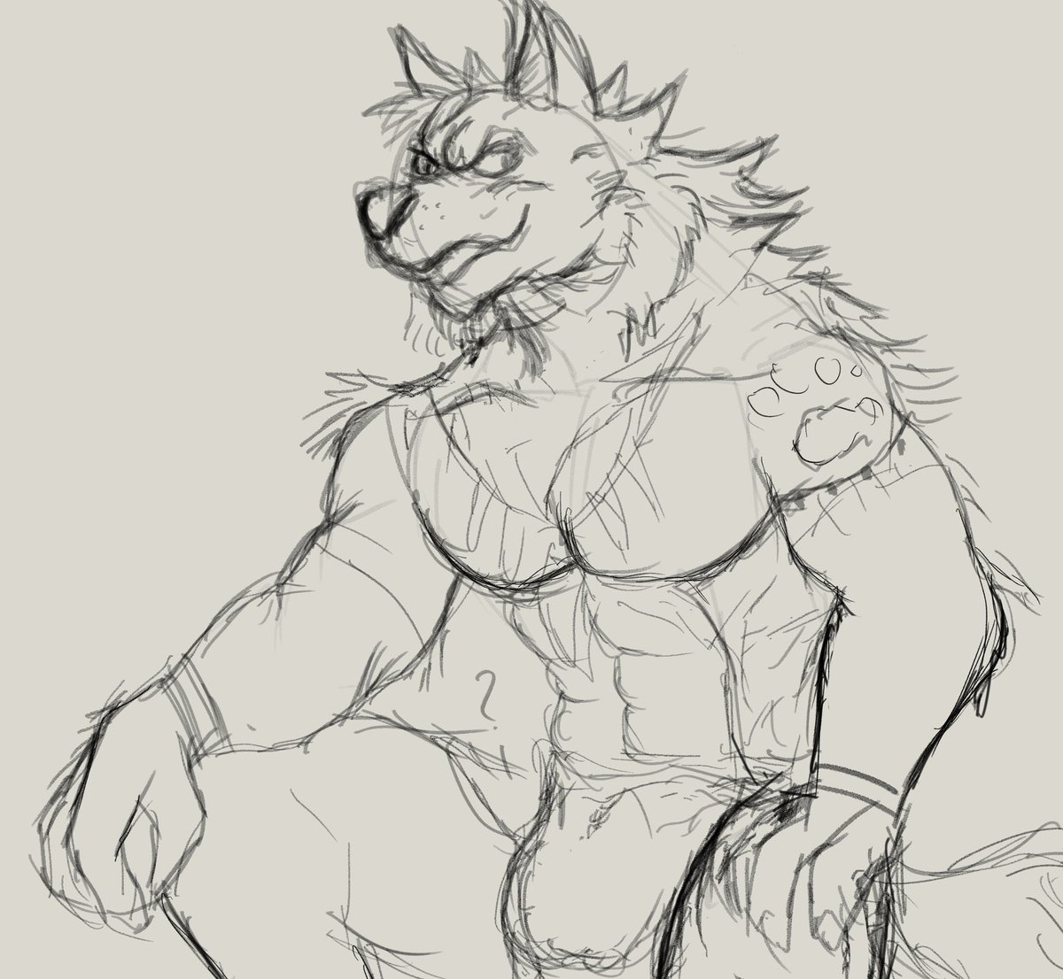 Doodling before eep. The tribal wolf wants you to take "his" quest, I wonder what he's talking about while he keeps grinning. 🤔 🐺 🫡
