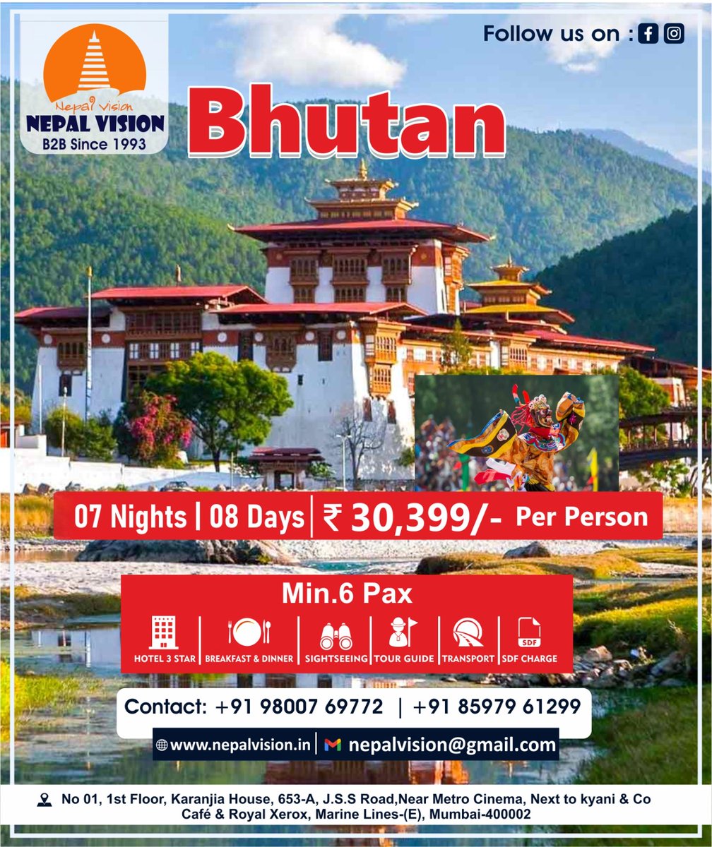 NepalVision1's tweet photo. Explore the Beauty of Bhutan with Nepal Vision

#Nepalvision #Bhutan #Bhutantour #Bhutantour2025 #Bhutantravel https://t.co/tAwCw6pGEX