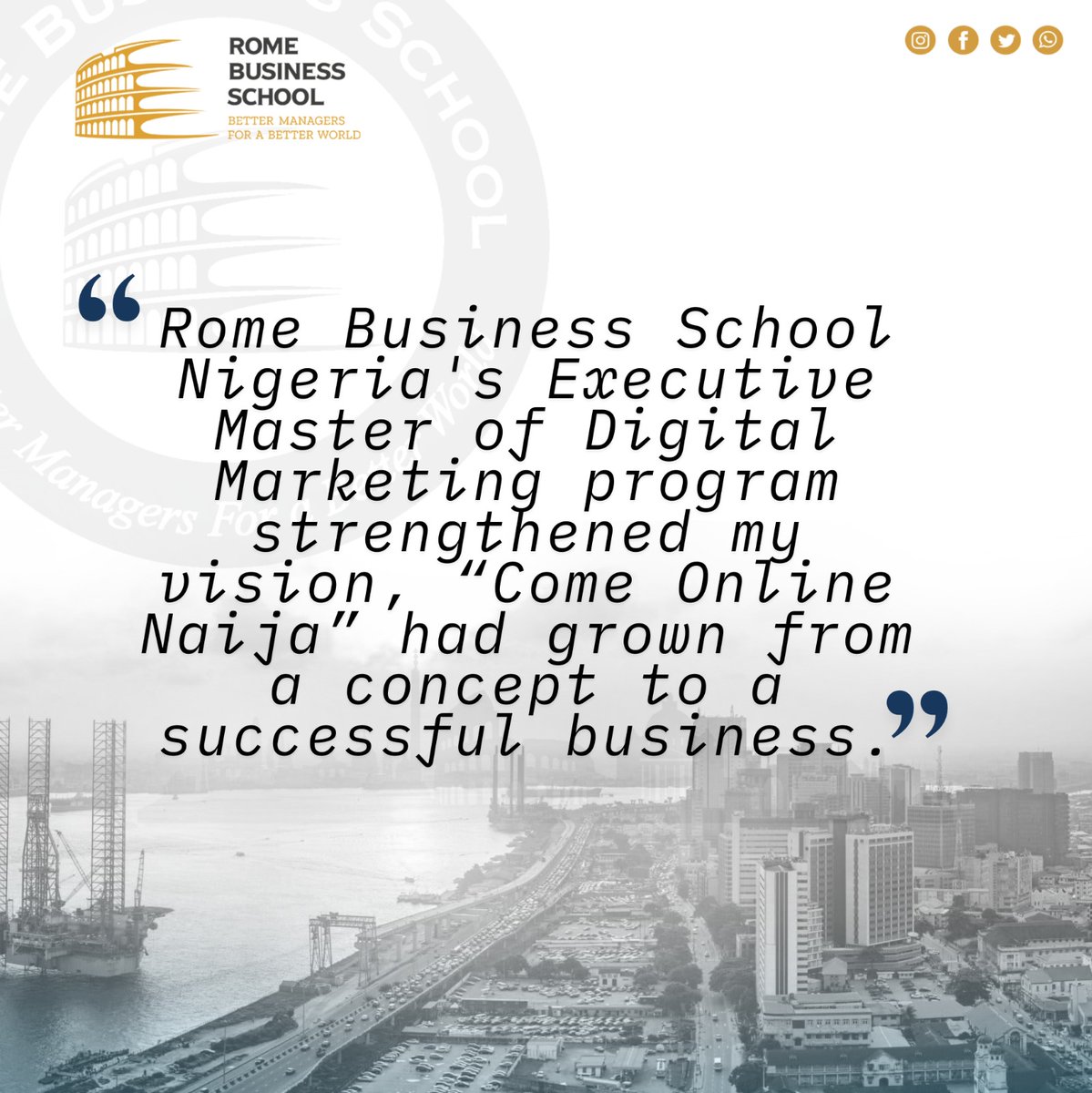 Rome Business School Nigeria (RBSN) (@rbs_ng) on Twitter photo Peculiar Nnebuihe
Founder, Come Online Naija
Executive Master in Digital Marketing & Business Transformation, Rome Business School Nigeria
As part of her transformative journey at Rome Business School Nigeria, Executive Master’s student Peculiar Nnebuihe reflects on how the Peculiar Nnebuihe
Founder, Come Online Naija
Executive Master in Digital Marketing & Business Transformation, Rome Business School Nigeria
As part of her transformative journey at Rome Business School Nigeria, Executive Master’s student Peculiar Nnebuihe reflects on how the