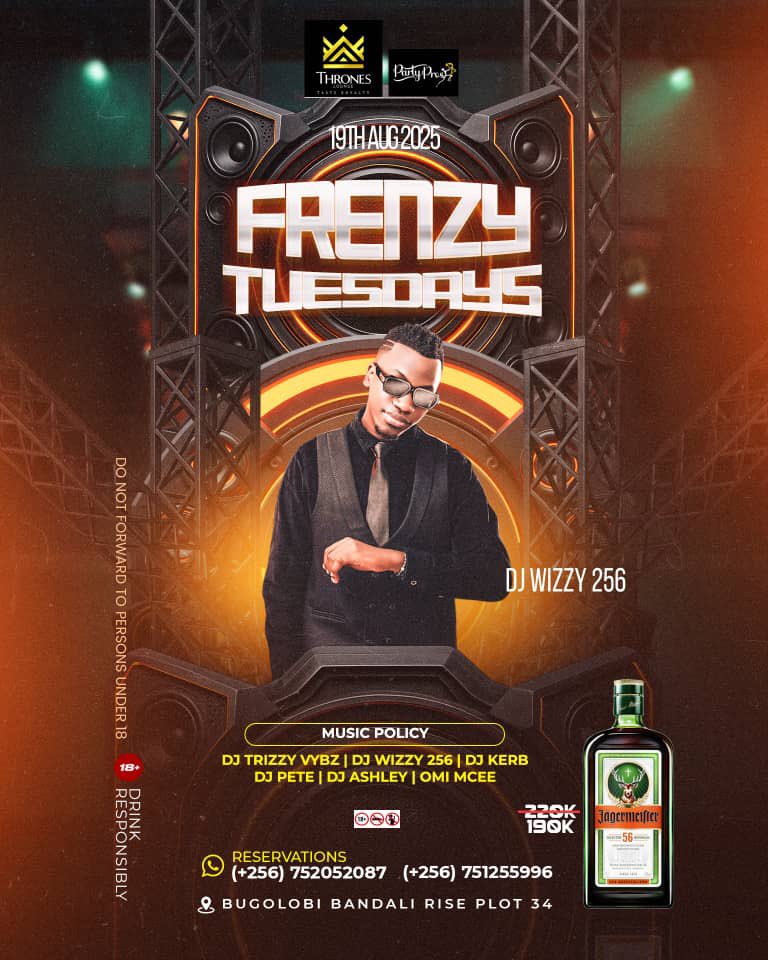 Tonight <a href="/ThronesLounge/">Thrones Lounge</a> #FrenzyTuesdays ft <a href="/deejaywizzy256/">Deejay Wizzy 256</a> <a href="/djtrizzyvybz/">DJ TRIZZY VYBZ 🥷</a> <a href="/djkerb/">deejaykerb</a> <a href="/ashley_ug/">Ashley Deejay ug</a> I cannot make my days longer, so I strive to make them better." Whenever I step out on a Tuesday. Hope you may think how a Tuesday party 🎉 might feel like!! Come pass by. 💿🎛️💿