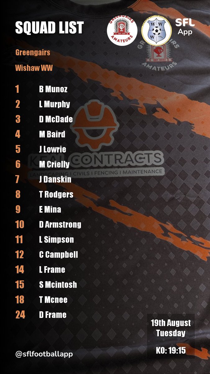 🚨 SQUAD LIST🚨

7.15 KO

 Wishaw WW

<a href="/OfficialSMAFA/">SMAFA</a>