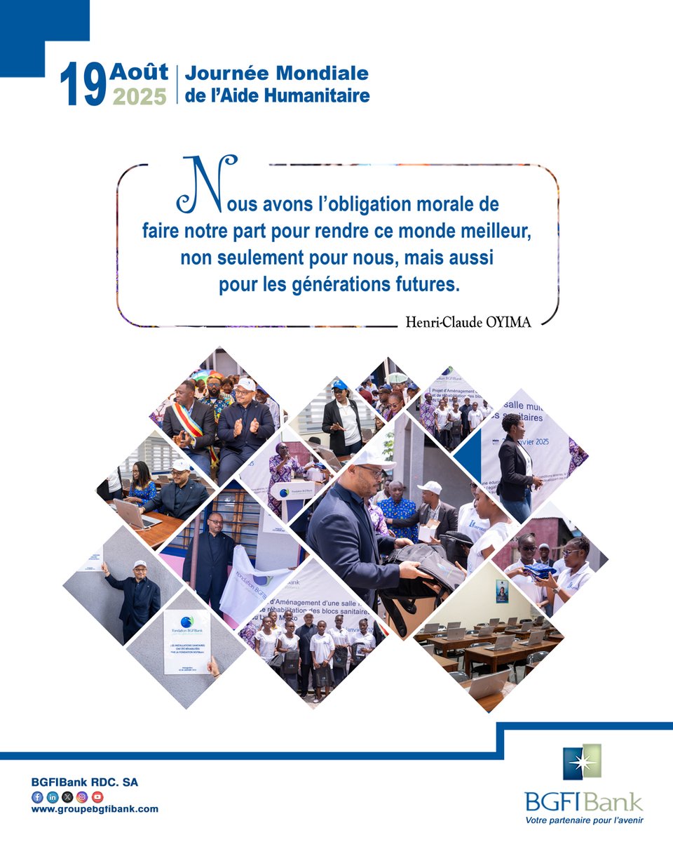 BGFIBank RDC (@bgfibankrdc) on Twitter photo À l’occasion de la Journée mondiale de l’aide humanitaire, la Fondation BGFI réaffirme son engagement envers les initiatives qui soutiennent les communautés et construisent un avenir plus équitable pour tous.
Chaque #action compte, chaque #geste compte💙
<a href="/fondationbgfi/">Fondation BGFIBank</a> À l’occasion de la Journée mondiale de l’aide humanitaire, la Fondation BGFI réaffirme son engagement envers les initiatives qui soutiennent les communautés et construisent un avenir plus équitable pour tous.
Chaque #action compte, chaque #geste compte💙
<a href="/fondationbgfi/">Fondation BGFIBank</a>