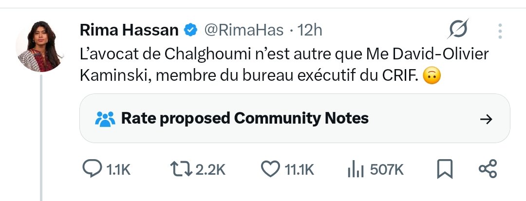 L'avocat de Rima Hassan n'est autre que Vincent Brengarth, avocat de Abdelhakim Sefrioui, supplicieur de Samuel Paty. 🙃
