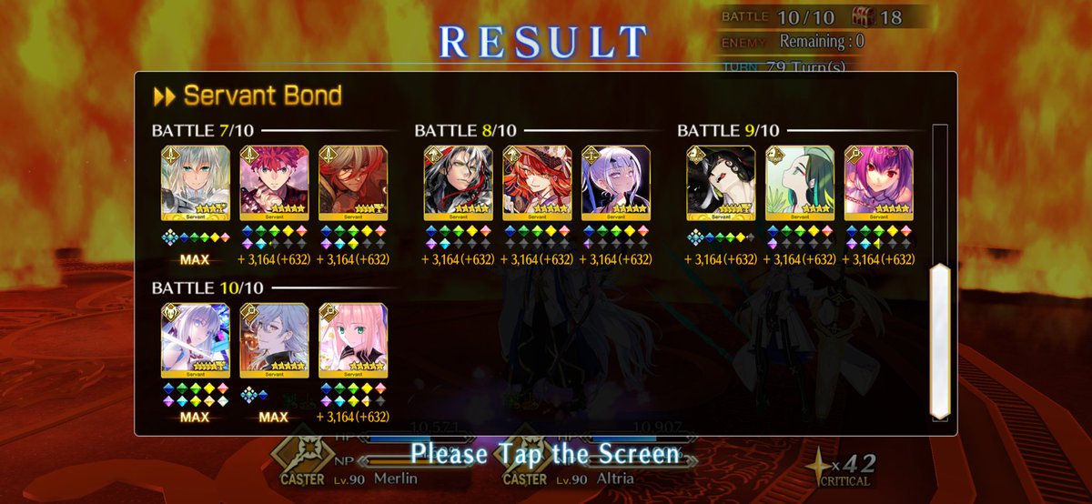 chuniplier's tweet photo. my run was so good finishing the first 9 rounds within 12 turns and then on the olga boss fight, morgan got nuked so i had to painstakingly nick olga’s HP bars with castoria and meelin.

but yay!! my immortal avalon comp can still work without morgan it seems 🥳🥳 https://t.co/ov49qHpGA8
