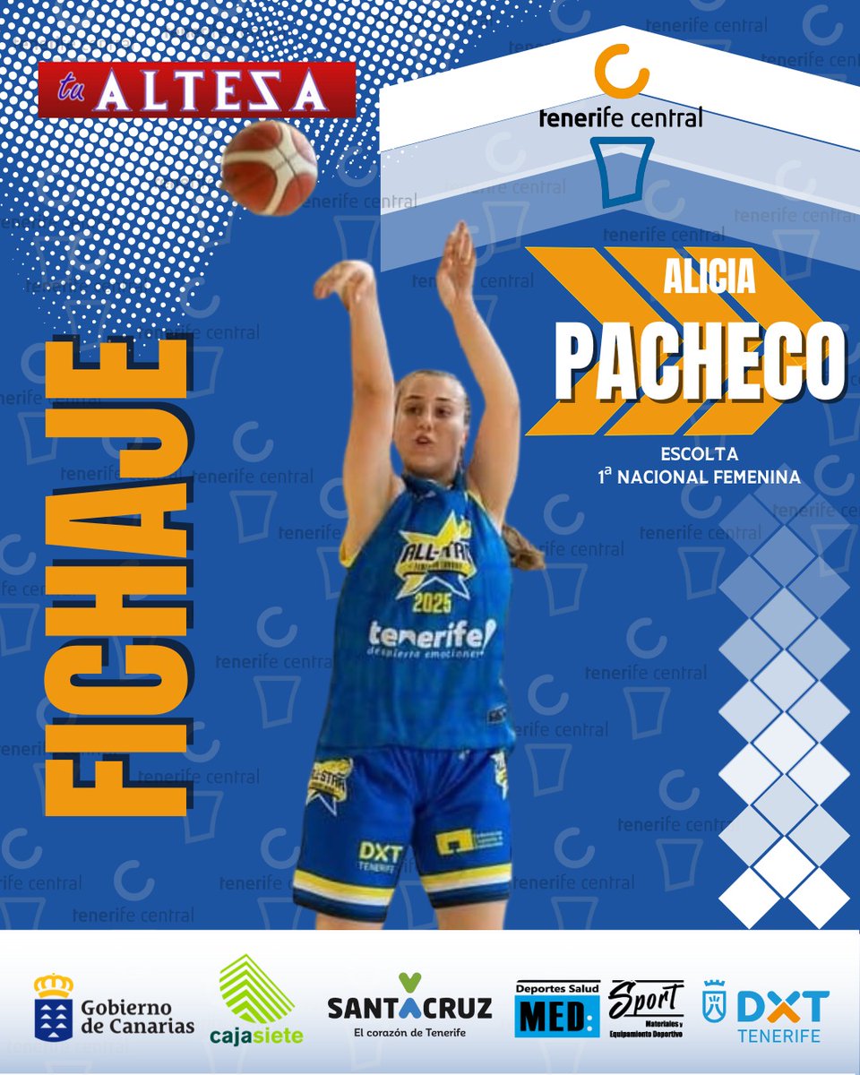 |FICHAJE|
🏀 El Tenerife Central incorpora a Alicia Pacheco para su proyecto de esta temporada en 1a Nacional. Pacheco jugó el año pasado la Liga Canaria Júnior con el Santa Cruz, siendo la mejor triplista de la competición y la quinta máxima anotadora con 15,3 pts por choque.