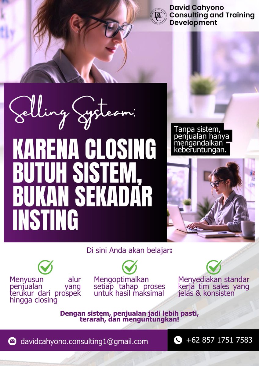 CahyonoAnd572's tweet image. 🎯🚀 Closing bukan soal keberuntungan, tapi soal sistem yang terukur!
💡 Bangun alur penjualan yang jelas, konsisten, dan terbukti efektif bersama David Cahyono Consulting.

#SellingSystem #DavidCahyonoConsulting #SalesGrowth #SalesTraining #SalesStrategy #fypシ゚viral