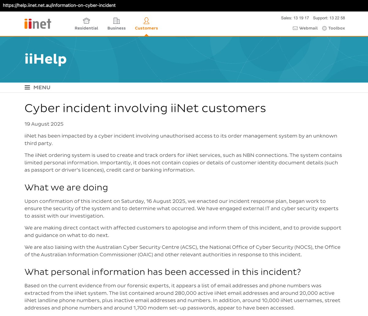 _venarixES_'s tweet image. #iiNet (@iiNet), un proveedor de servicios de #Internet australiano 🇦🇺 se encuentra experimentando un #ciberataque. Se desconoce al momento el grupo actor detrás de este #hackeo...
🚩🏴‍☠️ Información sustraída: emails, usuarios, contraseñas, teléfonos y direcciones...
#OTCMKTS…