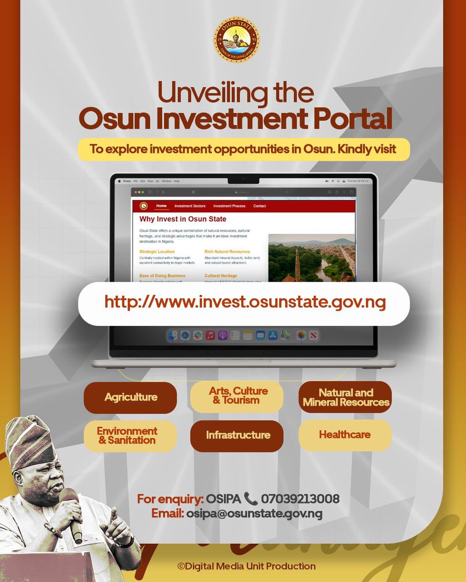 Fisdam_ec's tweet photo. Osun State Government Launches Investment Portal to Boost Direct Investment

https://t.co/EYssvxSSL3 https://t.co/RUU3g7Av9r