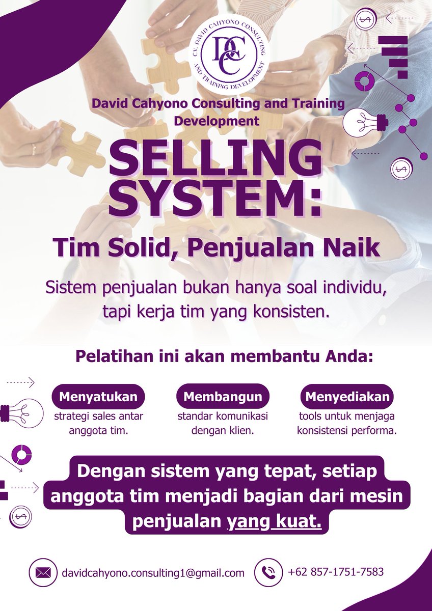 CahyonoAnd572's tweet image. 🤝✨ Tim solid, penjualan naik!
🚀 Bangun standar strategi sales, komunikasi efektif, dan konsistensi performa dengan sistem yang tepat.

#SellingSystem #DavidCahyonoConsulting #SalesTeam #SalesTraining #TeamWork #SalesConsistency #SalesCollaboration #SalesPerformance #fypシ゚