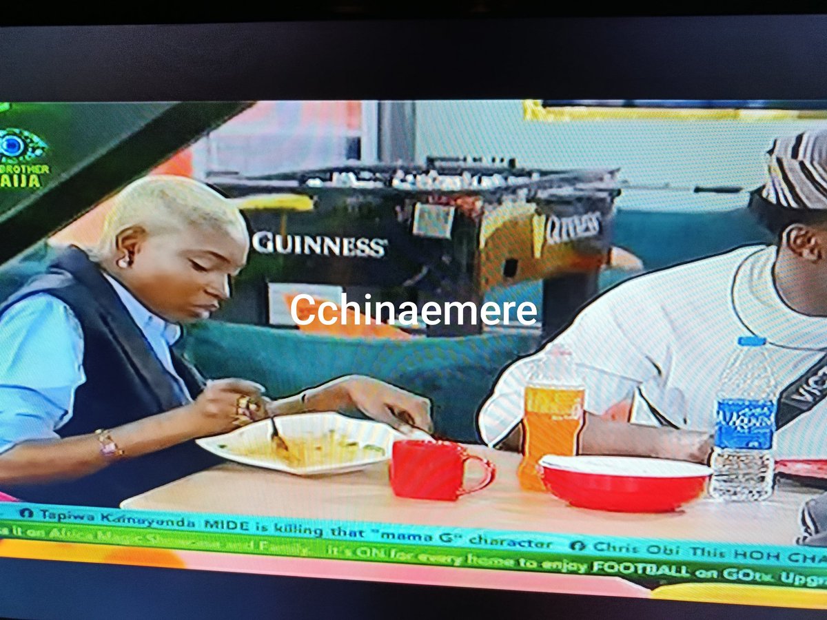 Joanna and Victory spotted eating 
 <a href="/IndomieNigeria/">Indomie Noodles</a>  together 
#BBNIndomieFlavors