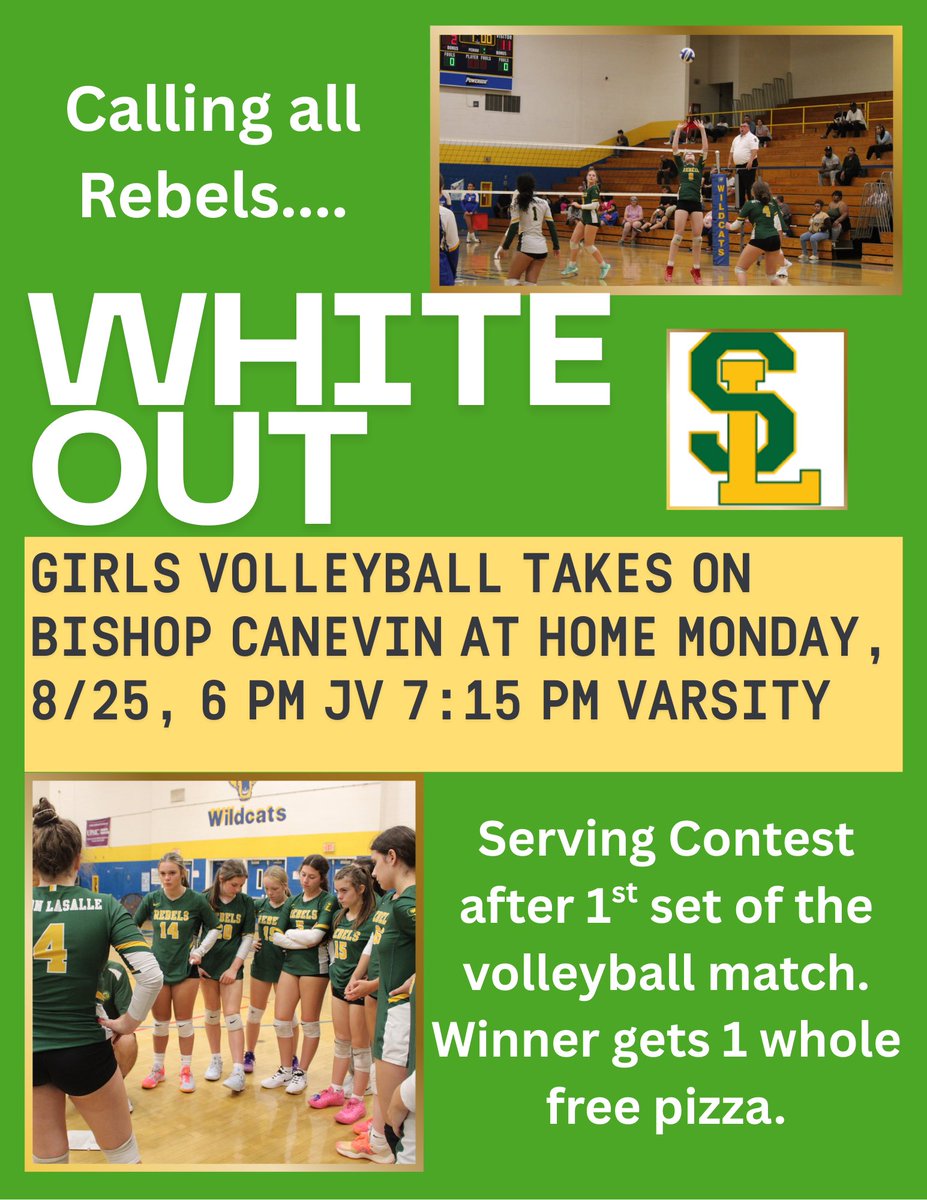 Seton LaSalle Athletics (@sls_athletics) on Twitter photo Girls Volleyball White out! #RebelPride Girls Volleyball White out! #RebelPride