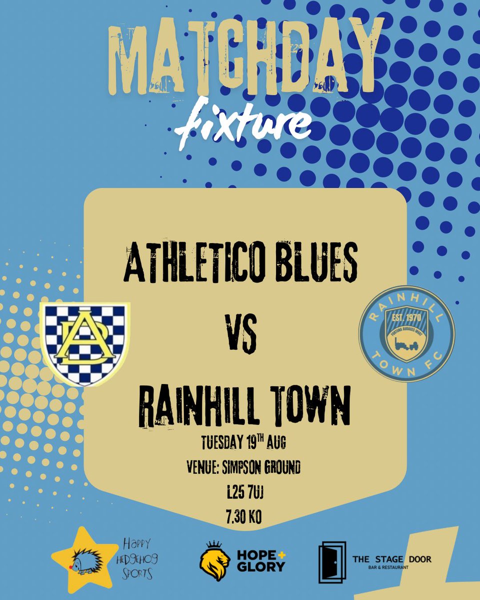 🚂 The August games come thick and fast now. Reserves are on the road tonight as they travel to Simpsons to face Athletico Blues 🚂

KO 7.30pm 

Get down and support the town 🚂