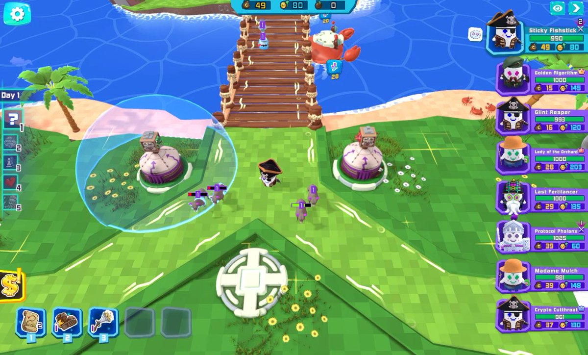 marighela's tweet photo. #piraate101
In this @gotchiguardians screenshot we see the player employ this early-game strategy:
positioning two #bullmarkets in the south the @aavegotchi is protected from the southern wave, until danger from the north arrives...
$GHST now on @breadcrumbcash https://t.co/IzuBuzYxZd