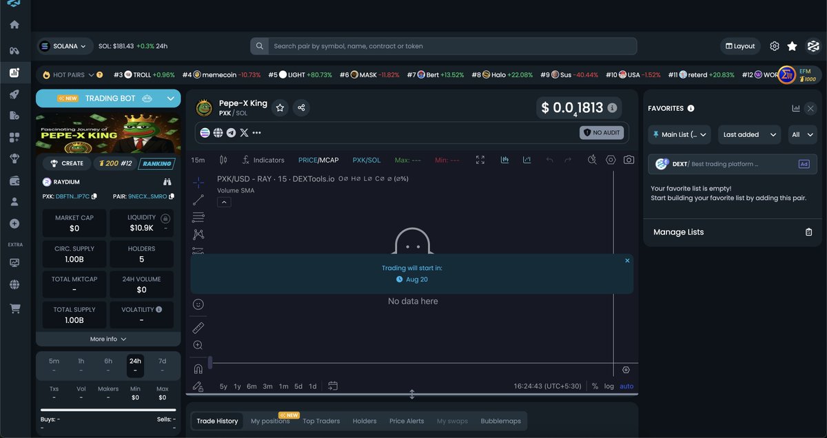 PepeXking's tweet photo. 🚀 Pepe-X King is now live on DEXTools! 👑🐸

Track charts 📈, follow liquidity 💧, and watch the community hype grow in real-time.
The King of meme coins is here to rule the blockchain throne!

🔗 DEXTools Link: https://t.co/Xc0d2jXPkE

🔗 Contract: https://t.co/wN47Y71i6r https://t.co/mYQUDFr0y5