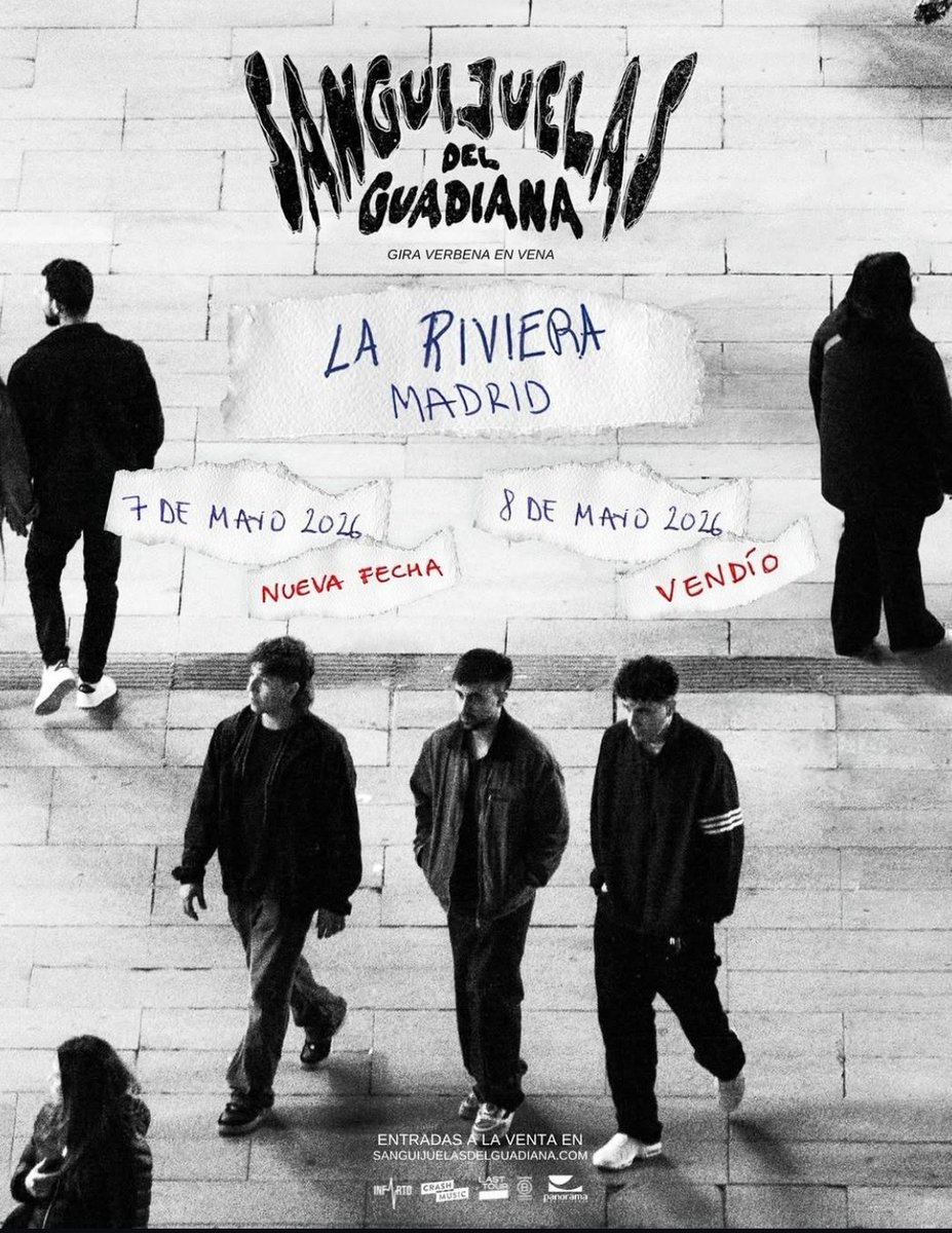 ¡SANGUIJUELAS del Guadiana, con "todo vendío" para la primera, anuncian SEGUNDA RIVIERA!

🗓 Será el 7 de mayo de 2026 y HOY a las 20:00h salen a la venta las entradas.