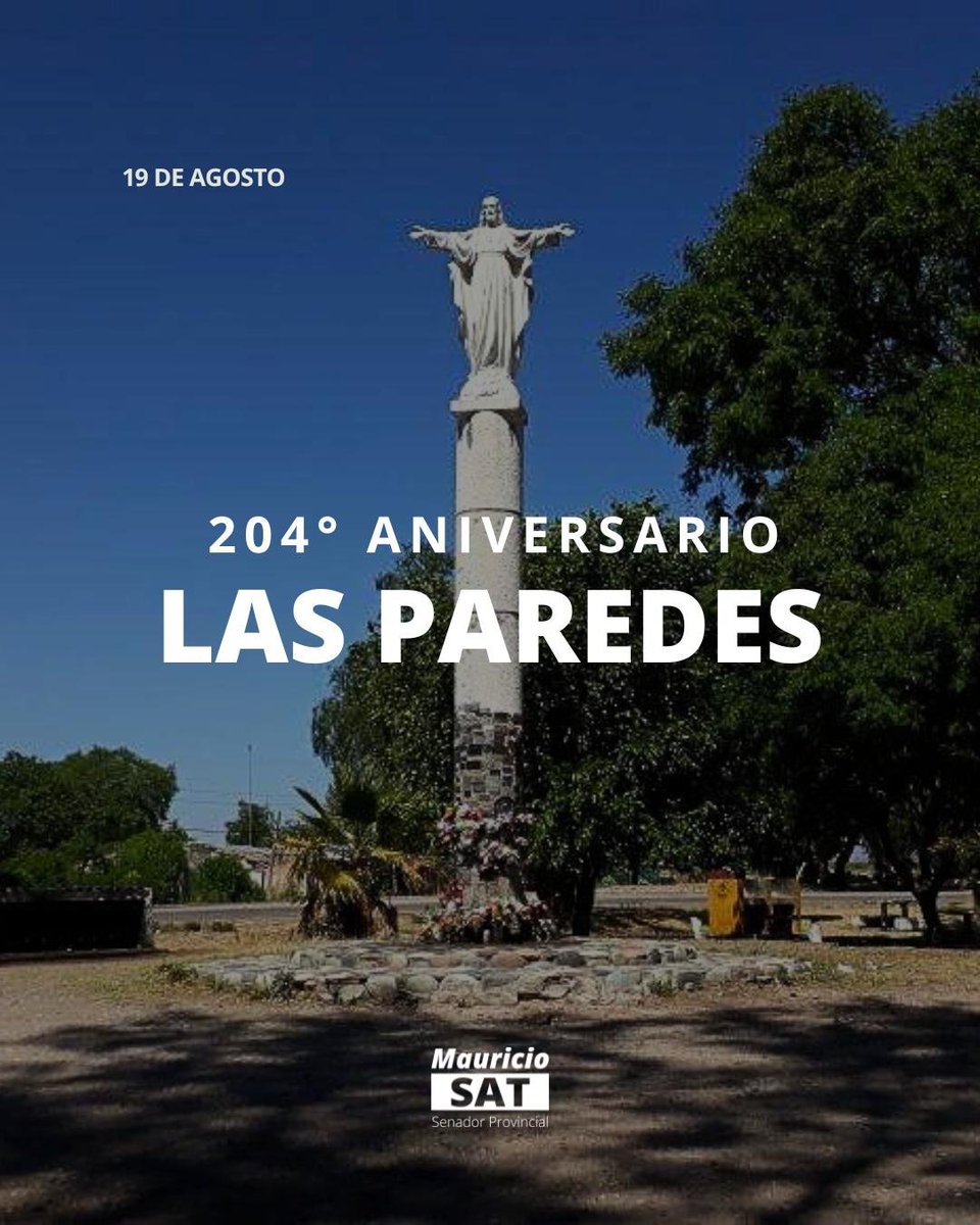 MauricioSatOk's tweet photo. Saludo a toda la comunidad de #LasParedes, en el marco del 204° Aniversario del Distrito. https://t.co/zbL5NUjAts
