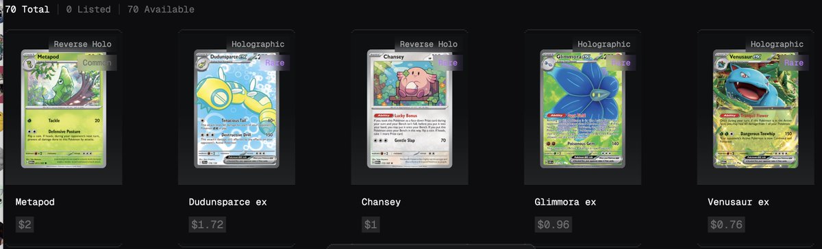 Ripping some pokemon packs on <a href="/ripdotfun/">RIP.FUN</a> but can't help feel that it's so -EV.

Whereas compared to me buying packs on <a href="/fantasy_top_/">fantasy.top</a> at least I can see some form of market depth on cards.