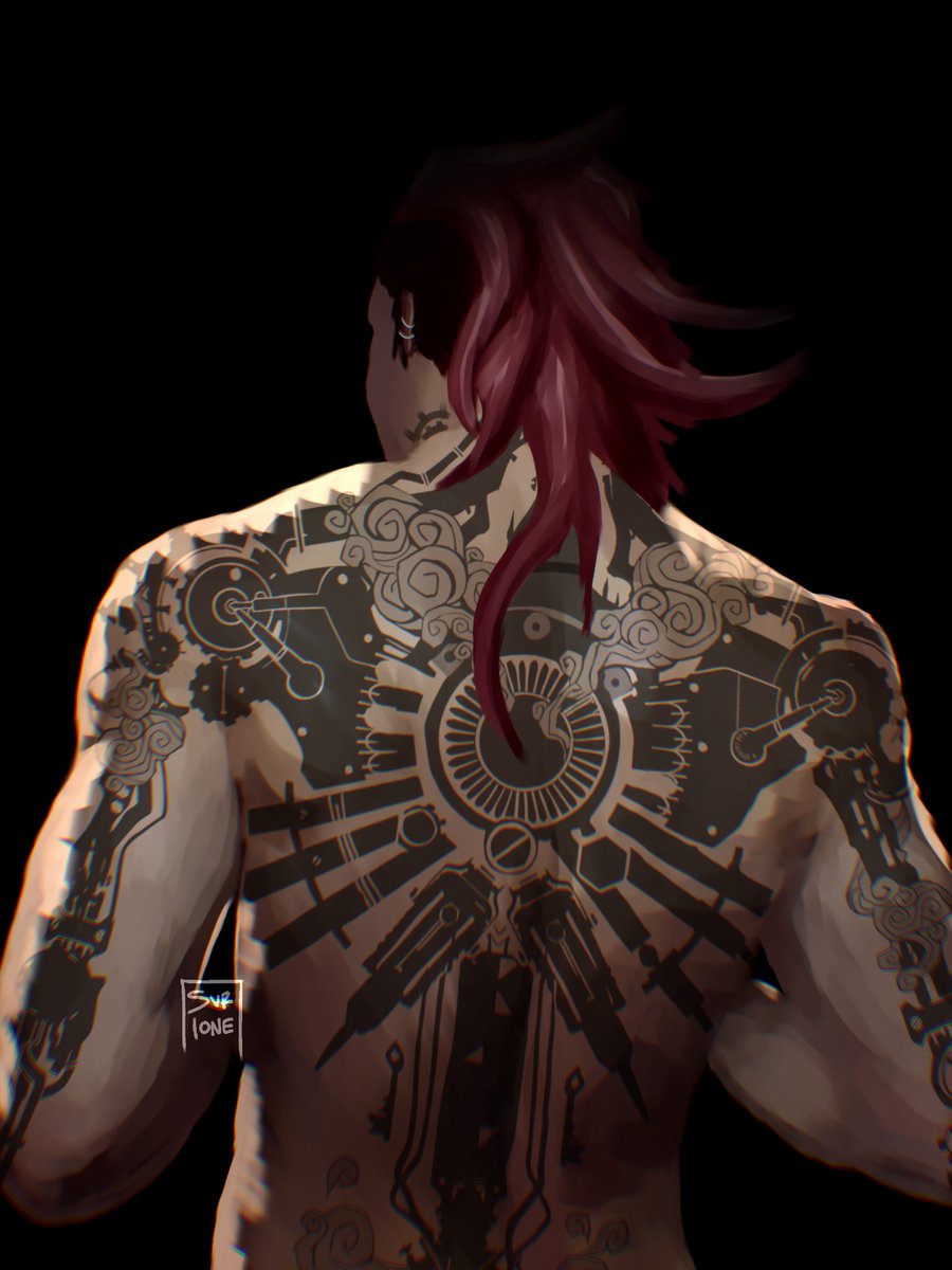 svrione's tweet photo. it's always Vi's back tattoos🙂‍↕️ https://t.co/gXKMkegC2Y