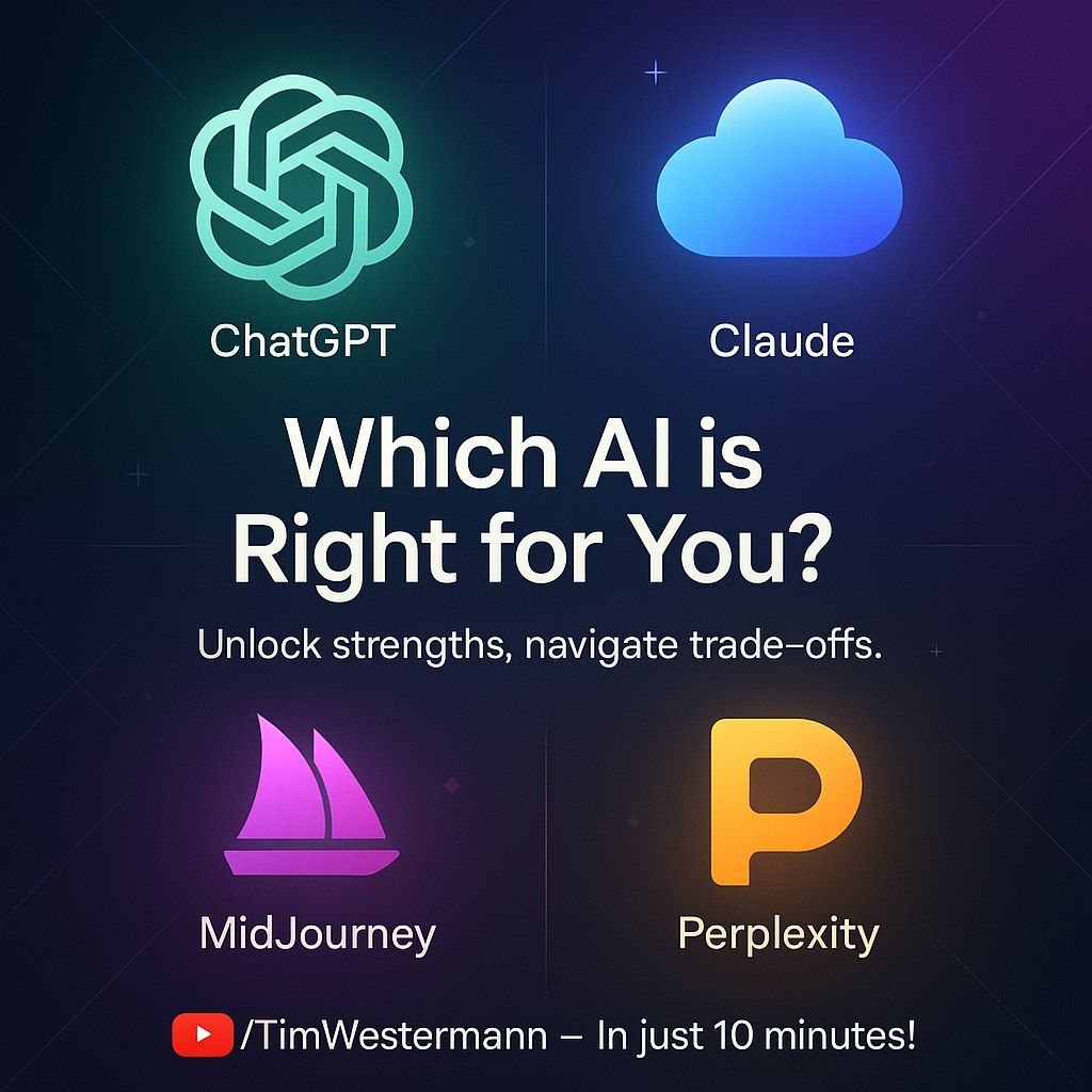 AInteprener's tweet photo. 🤖 From ChatGPT to Claude, MidJourney to Perplexity— 

the choosing of an AI model for a particular job can feel overwhelming. 

🚀 Each has critical strengths &amp; trade-offs 

I dove into these on my YouTube channel in under 10 minutes: @TimWestermann 

Check it out!

#AImodel #Ai https://t.co/AyTnaZWV7U