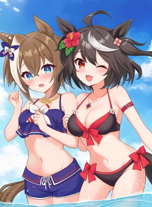水着キタちゃんとシュヴァち こみトレ新刊の表紙です