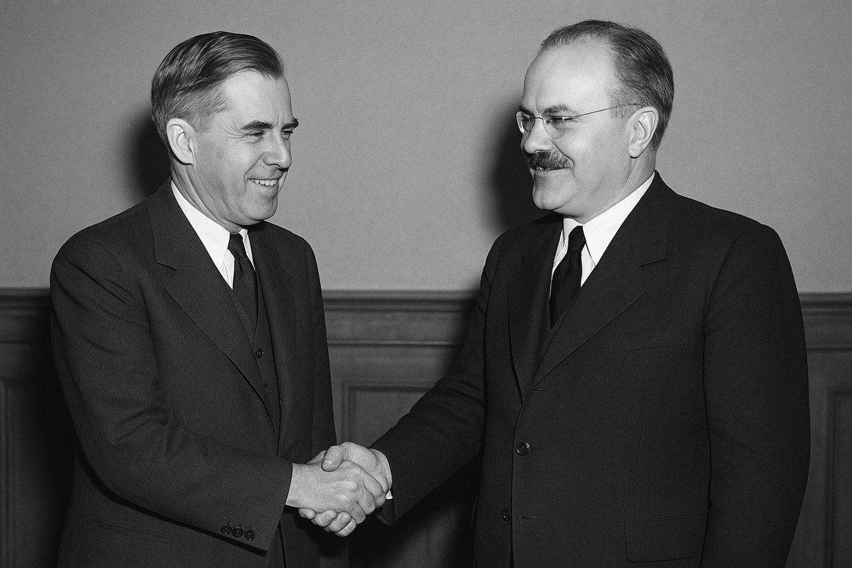 #tweetfromalternatehistory <a href="/wallaceresists/">Ghost of Henry Wallace</a> <a href="/HenryWallace/">Jorgen</a> 2nd Aug, 1945 #OnThisDay in #alternatehistory POTUS WALLACE &amp; PREMIER MOLOTOV STRIKE HISTORIC ACCORD AT POTSDAM: USA &amp; USSR Pledge to Extend UN as Pillar of Peace; Joint Effort to Prevent Future Wars todayinah.co.uk/index.php?stor…