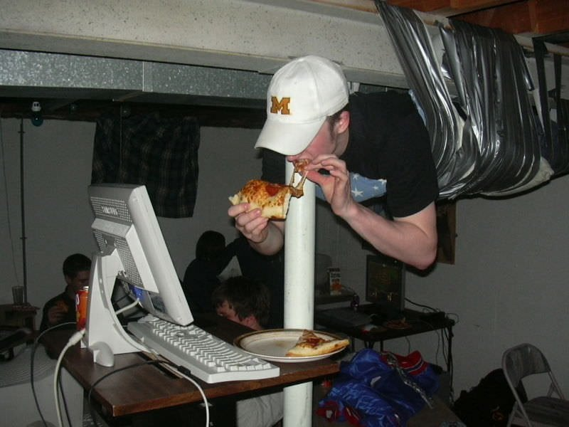 VideoGameHstry's tweet image. Duct-taped gamer at a LAN party (2003)