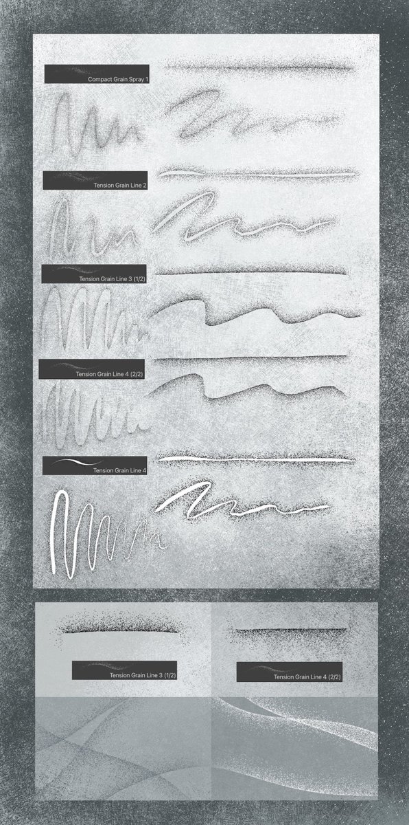 텐션 그레인 브러쉬 Tension Grain Brushes (무료 free) by ChiveTheOnion 

모래선, 연출선, 감정라인
sand line, directing line, emotion line

assets.clip-studio.com/ko-kr/detail?i… #clipstudio