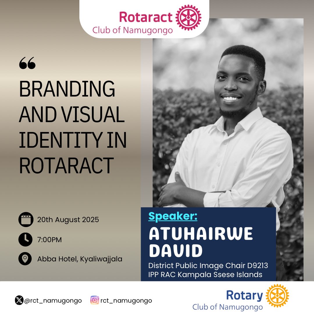🎨✨ Unlock the Power of Branding!

Join us for an insightful session on Branding and Visual Identity in Rotaract
Learn how to tell your club’s story through impactful design and consistent visuals. Let's build a brand that speaks louder than words.

#UniteForGood