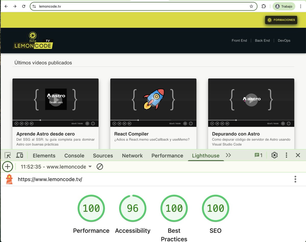 Braulio Diez {🍋} (@braulio_sl) on Twitter photo 🚀 Eat your own dog food
Usamos Content Island en sitios y pasando lighthouse
👉 contentisland.net (Astro) → verde😀.
👉 lemoncode.tv (Next.js) → verde también 😄.
Frameworks 💪 + Content Island 🫶 = fácil de gestionar.
🫣 aún tenemos legacy por migrar... 🚀 Eat your own dog food
Usamos Content Island en sitios y pasando lighthouse
👉 contentisland.net (Astro) → verde😀.
👉 lemoncode.tv (Next.js) → verde también 😄.
Frameworks 💪 + Content Island 🫶 = fácil de gestionar.
🫣 aún tenemos legacy por migrar...