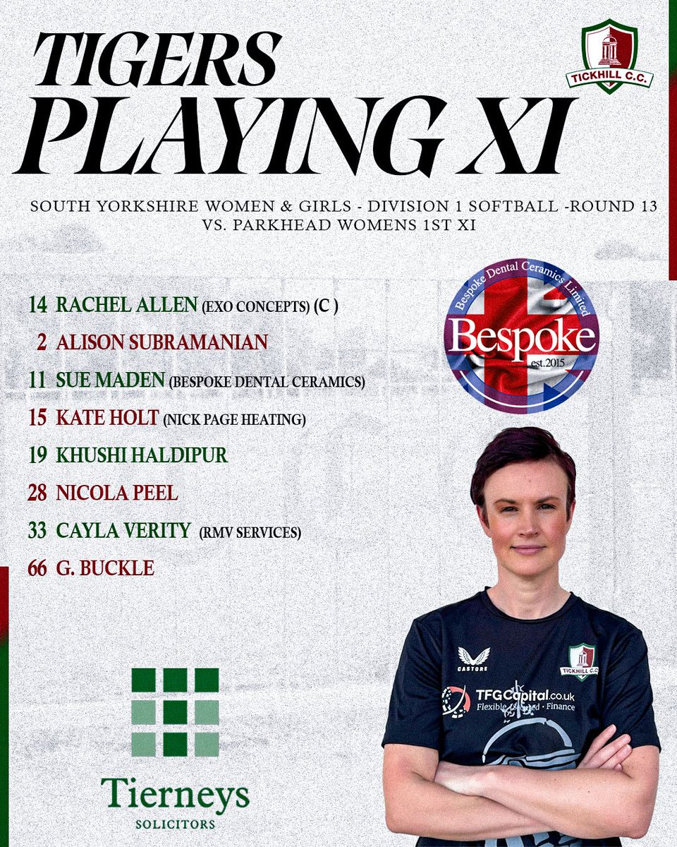 🏏🏏🏏𝐆𝐀𝐌𝐄 𝐃𝐀𝐘 🏏🏏🏏
🏆 SYW&amp;GCL: Softball Division 1
⏰ 6:00pm
🏟 Parkhead Cricket Club
🏏 Tigers
🆚 <a href="/ParkheadCricket/">Parkhead CC</a>  Women’s 1st XI