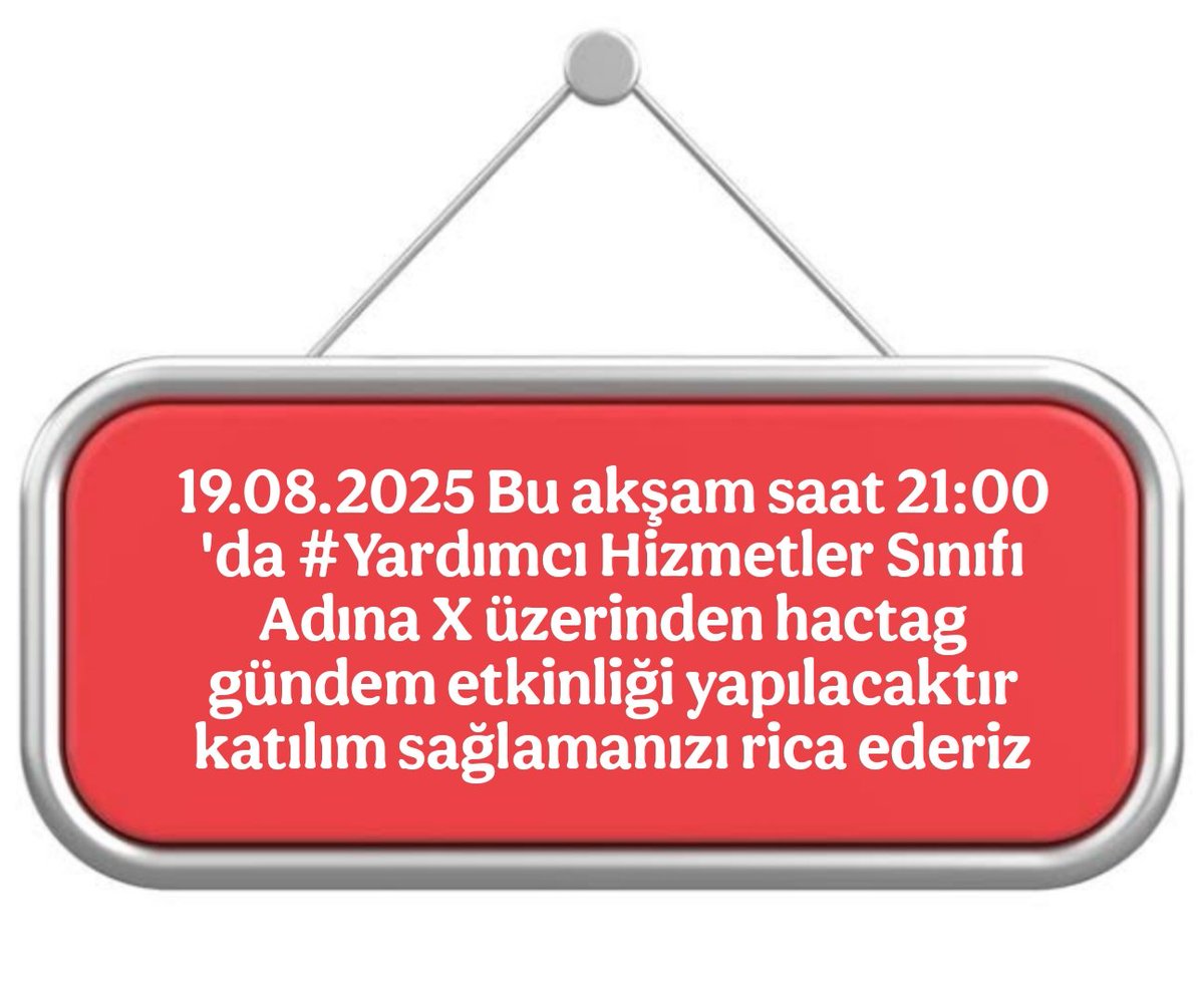 Yardımcı Hizmetler Sınıfı Platformu (@yhsplatform) on Twitter photo 19.08.2025 Bu akşam saat 21:00 'da #YardımcıHizmetlerSınıfı Adına X üzerinden hactag gündem etkinliği yapılacaktır katılım sağlamanızı rica ederiz.
(Hactag ilk twit ile belirtilecektir)
<a href="/yhsegitimsen/">Yardımcı Hizmetler Sınıfı Eğitim Sendikası</a> <a href="/YhsPlatformu/">Yardımcı Hizmetler Sınıfı Dayanışma Birliği</a> <a href="/YhsBuroSen/">Yardımcı Hizmetler Sınıfı Büro Sendikası</a> <a href="/YhsSaglikSen/">Yardımcı Hizmetler Sınıfı Sağlık Sendikası</a> <a href="/yardimcihizmet1/">Selim Toraman</a> 19.08.2025 Bu akşam saat 21:00 'da #YardımcıHizmetlerSınıfı Adına X üzerinden hactag gündem etkinliği yapılacaktır katılım sağlamanızı rica ederiz.
(Hactag ilk twit ile belirtilecektir)
<a href="/yhsegitimsen/">Yardımcı Hizmetler Sınıfı Eğitim Sendikası</a> <a href="/YhsPlatformu/">Yardımcı Hizmetler Sınıfı Dayanışma Birliği</a> <a href="/YhsBuroSen/">Yardımcı Hizmetler Sınıfı Büro Sendikası</a> <a href="/YhsSaglikSen/">Yardımcı Hizmetler Sınıfı Sağlık Sendikası</a> <a href="/yardimcihizmet1/">Selim Toraman</a>