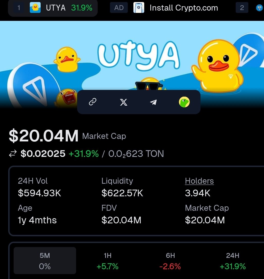 bersilev2's tweet image. ROAD TO 100M BY @TonUtyacoin 💎
1M✅️
5M✅️
10M✅️
20M✅️
50M ⏰️
80M⏰️
100M⏰️

The biggest #sticker on TON has a chance to jump through these levels really fast. Better load up your bag and keep it under your ass.

Haha, classic.

#cryptoalert