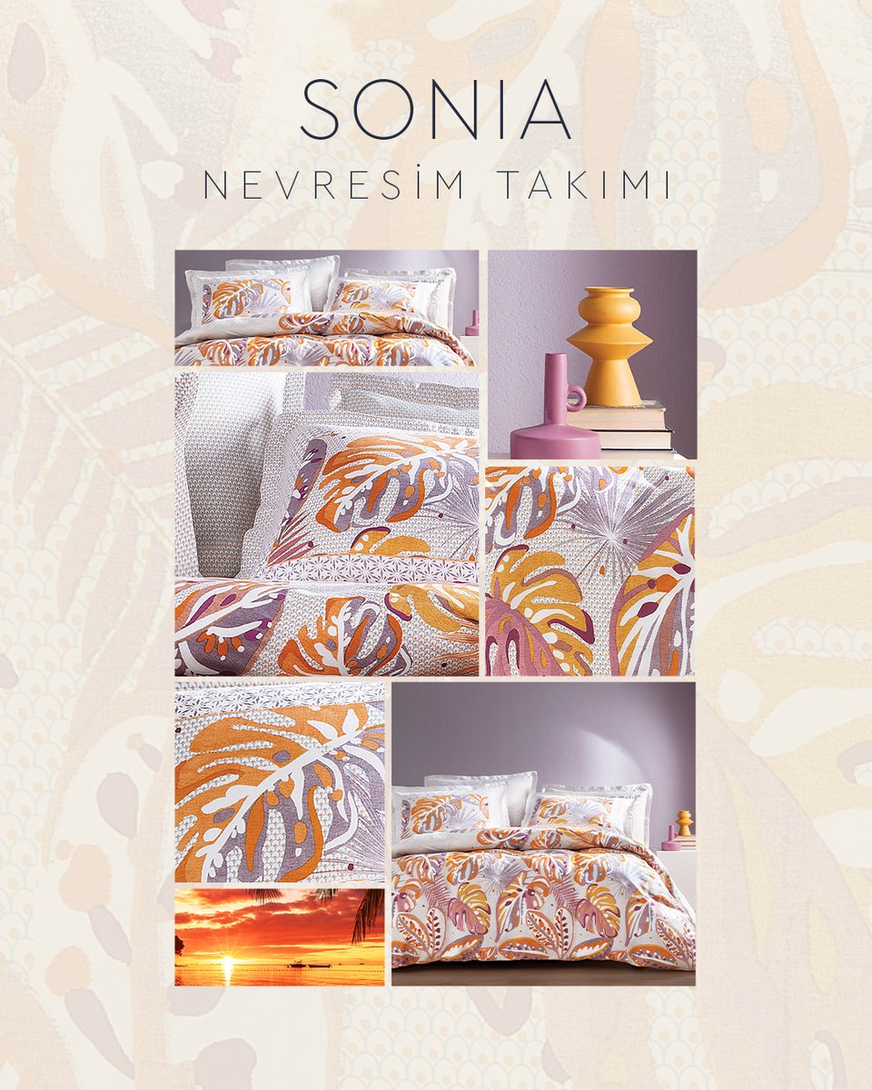 Doğanın canlı renkleri, tropik desenlerin enerjisi ve %100 pamuk satenin yumuşak dokusu Sonia Lila Nevresim Takımı’nda buluşuyor. 🌸✨

Dayanıklı ve konforlu yapısıyla yatak odalarına yaz esintisi getiriyor! 🌿💤
