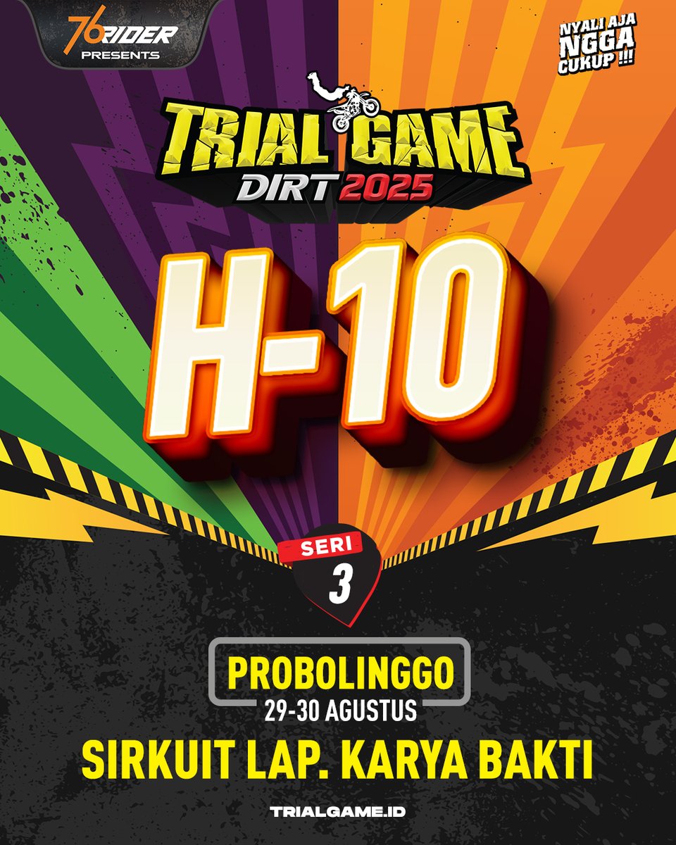 10 hari lagi 76 Trial Game Dirt datang ke Probolinggo! 

Buat Rider Probolinggo, pastikan  sudah ikutan daftar di trialgame.id/daftar/ dan jangan sampai melewatkan keseruan duel motocross one vs one di lintasan!

Info Lengkap Klik trialgame.id 

#TrialGameID