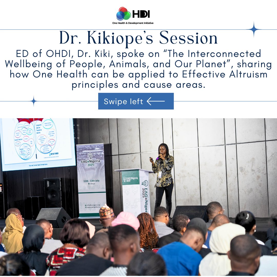 onehealthdev's tweet photo. 🌍 OHDI at #EAGxNigeria2025
From One Health & Effective Altruism insights by Dr. Kiki, to fish welfare in aquaculture by Dr. Sherifat (AFIWEL Fellow), our team showcased RORE, youth voices & AI for health.
Together, we’re driving impact in One Health!
#OHDI #RORE #AFIWEL
Thread👇🏾 https://t.co/0z5H6rH18E