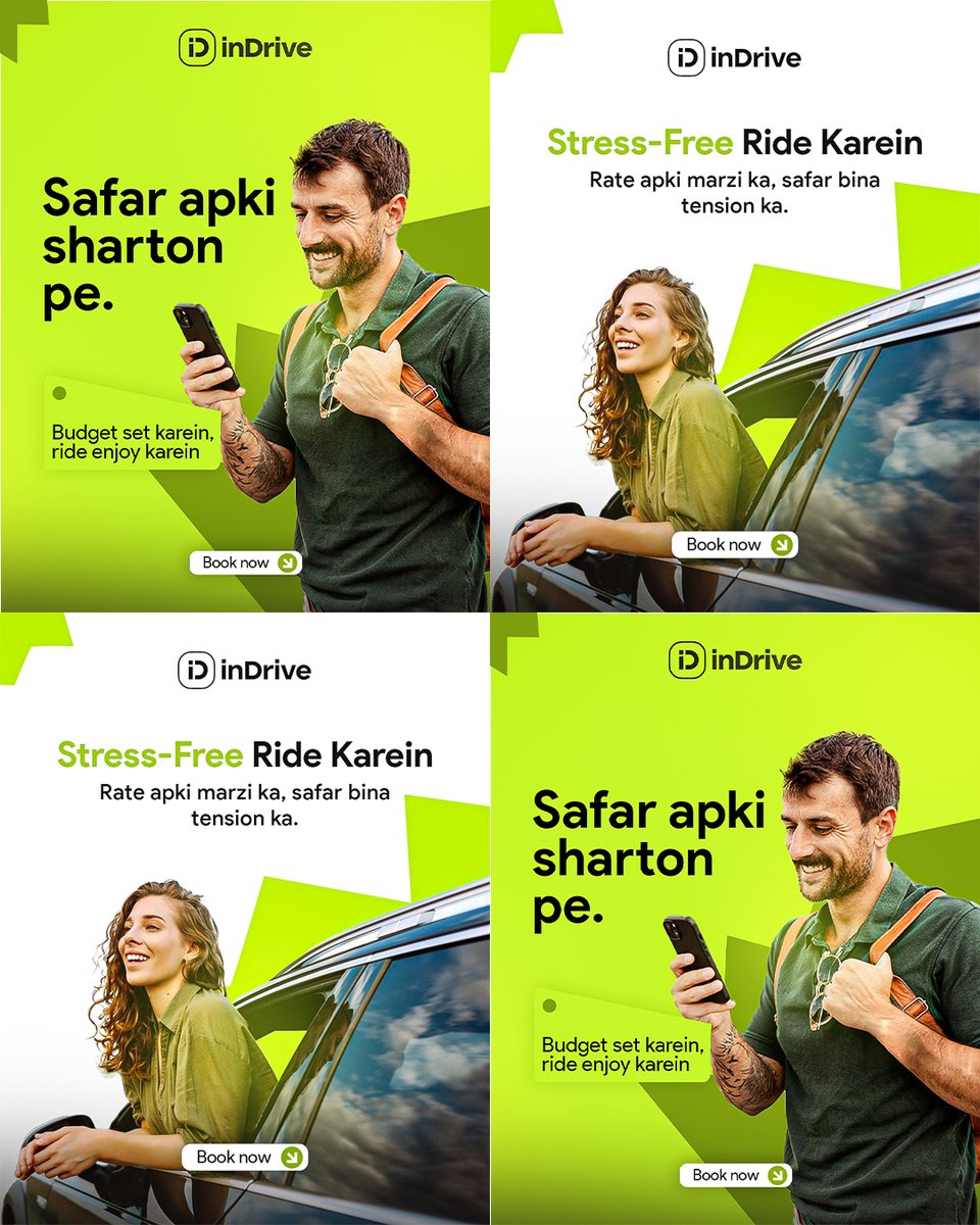 HunainGraphics's tweet photo. Sample designs for inDrive because why not? 👨‍🎨✨
#inDrive #CreativeDesign #GraphicDesign #Branding #RideYourWay #DesignSamples #DesignerLife https://t.co/se9vj9qcDx
