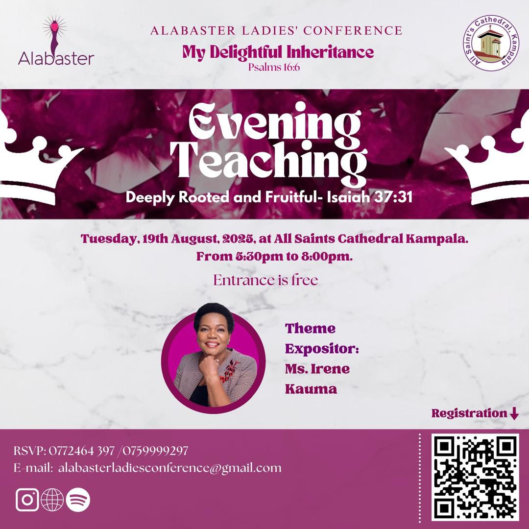 🌸 ASCK- DAY5️⃣ALABASTER 🌸

Theme: Deeply Rooted &amp; Fruitful - Isaiah 37:31
Theme Expositor: Ms. Irene Kauma
Time: 5:30pm - 8:00pm

Come let us fellowship together 🥳🥳🥳🥳