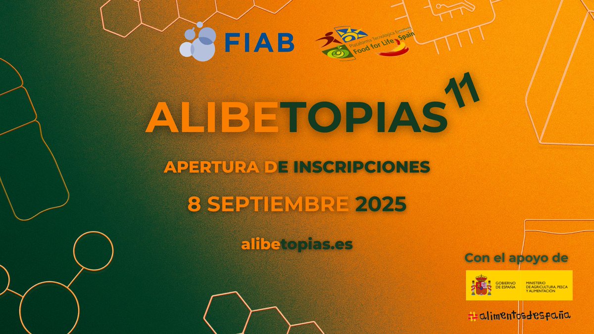 Food4LifeSPAIN's tweet photo. 🆕 ¡El 8 de septiembre, se abren las inscripciones de la 11º edición de #ALIBETOPIAS!

💡 ¡No pierdas la oportunidad de inscribirte para asistir a este evento referencia de organizado por @esFIAB y la #PTF4LS.

👀 Todos los detalles, en nuestra web 👇🏻
🔟https://t.co/Kw7IUX953T https://t.co/5ic7G2N5Jo