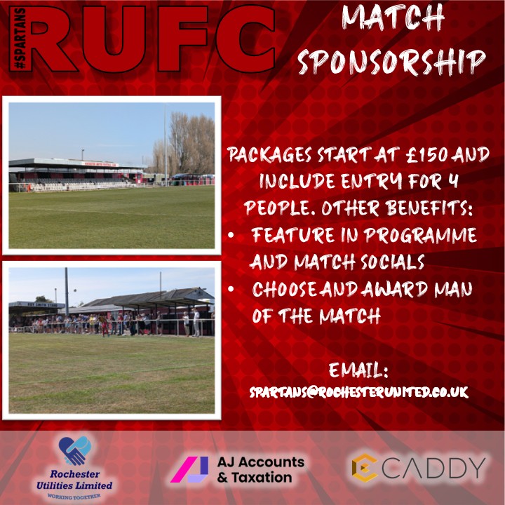 🔴⚫ MATCH SPONSORSHIP 🔴⚫

We have two big home games coming up this bank holiday weekend, and you can sponsor them! 

On Saturday we face Colliers Wood United in the FA Vase 1st qualifying round, then on Monday we face Lydd Town in the league. 

Come and join us as a match