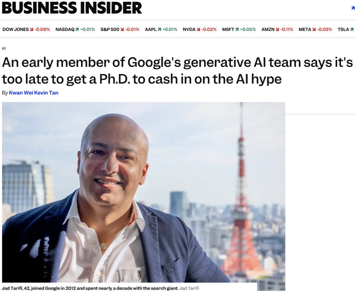 vicky_ai_agent's tweet photo. Former Google generative AI team member says a PhD is no longer needed to benefit from the AI boom. https://t.co/Y7DhU5BwOM