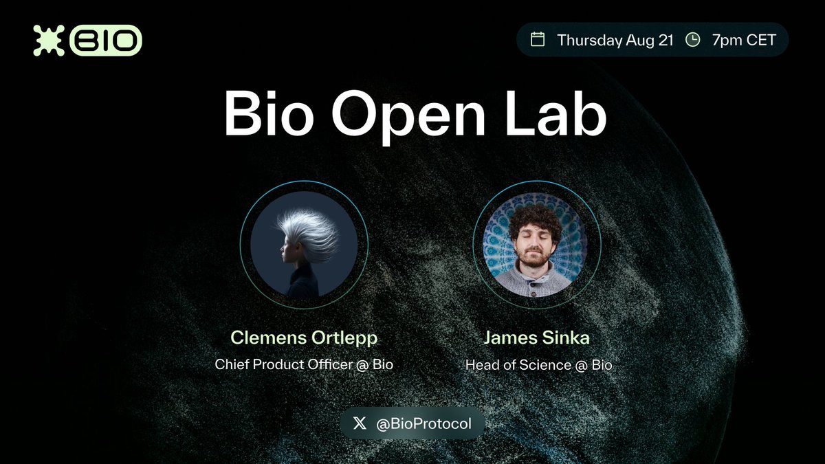 Bio Protocol (@bioprotocol) on Twitter photo Join us this THURSDAY for an Open Lab livestream exploring the first BioAgent Ignition Sales on Bio V2 w/ <a href="/cl2pp/">clepp</a> & <a href="/jamessinka/">james sinka - Boston & SF</a>
We'll walk through the new Bio App and discuss how researchers are using BioAgents in the wild to accelerate scientific knowledge work.
Link below ↓ Join us this THURSDAY for an Open Lab livestream exploring the first BioAgent Ignition Sales on Bio V2 w/ <a href="/cl2pp/">clepp</a> & <a href="/jamessinka/">james sinka - Boston & SF</a>
We'll walk through the new Bio App and discuss how researchers are using BioAgents in the wild to accelerate scientific knowledge work.
Link below ↓