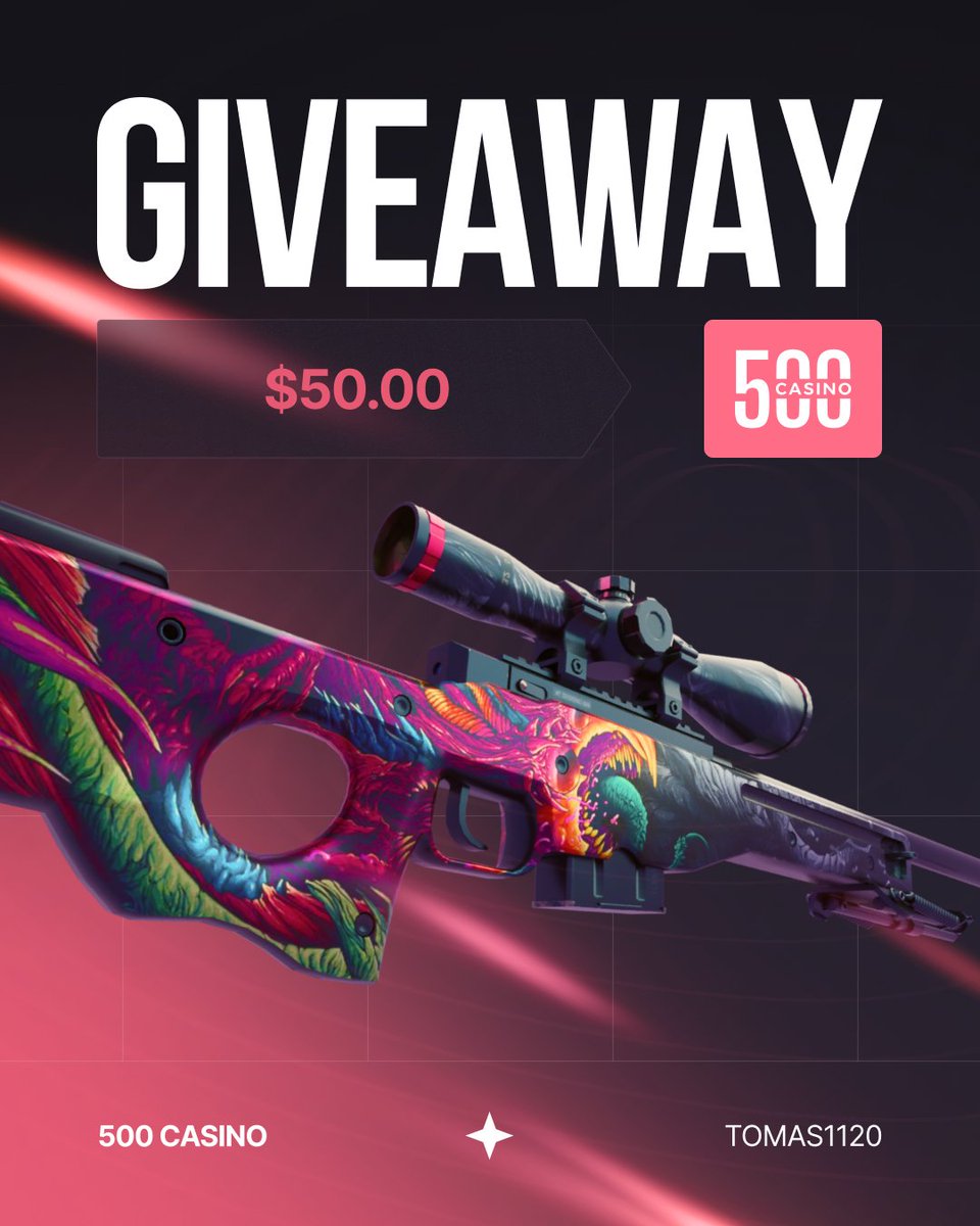 Tomas1120_'s tweet image. 🎁 AWP | Hyper Beast ($50)

➡️ TO ENTER:

✅ Follow me &amp;amp; @CSGO500 + @500Casino 
✅ Retweet
✅ Tag 2 friends

⏰ Giveaway ends in 5 days!