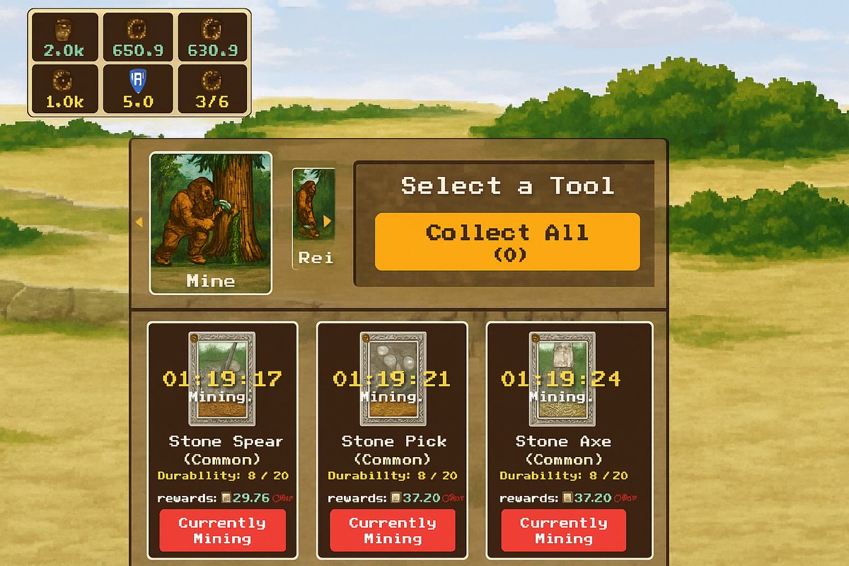 N1.π² (@tzxone1) on Twitter photo ⛏️ Mining Update
🔹 Stone Spear — Durability: 8/20 | Rewards: 29.76 ⚡
🔹 Stone Pick — Durability: 8/20 | Rewards: 37.20 ⚡
🔹 Stone Axe — Durability: 8/20 | Rewards: 37.20 ⚡
⏳Time left: ~1h 19m
🔥Rewards keep flowing nonstop!
Ready to collect & upgrade? 🚀
<a href="/Age_of_Farming/">Age of Farming Ronin</a> ⛏️ Mining Update
🔹 Stone Spear — Durability: 8/20 | Rewards: 29.76 ⚡
🔹 Stone Pick — Durability: 8/20 | Rewards: 37.20 ⚡
🔹 Stone Axe — Durability: 8/20 | Rewards: 37.20 ⚡
⏳Time left: ~1h 19m
🔥Rewards keep flowing nonstop!
Ready to collect & upgrade? 🚀
<a href="/Age_of_Farming/">Age of Farming Ronin</a>